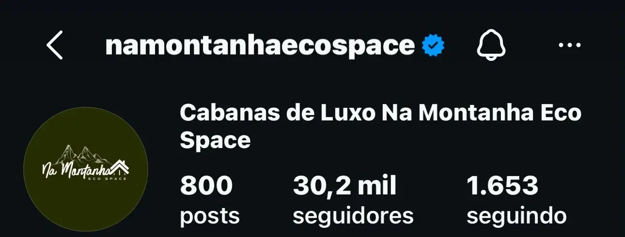 Cabeçalho do perfil @namontanhaecospace no Instagram, com selo de verificado e 30,2 mil seguidores